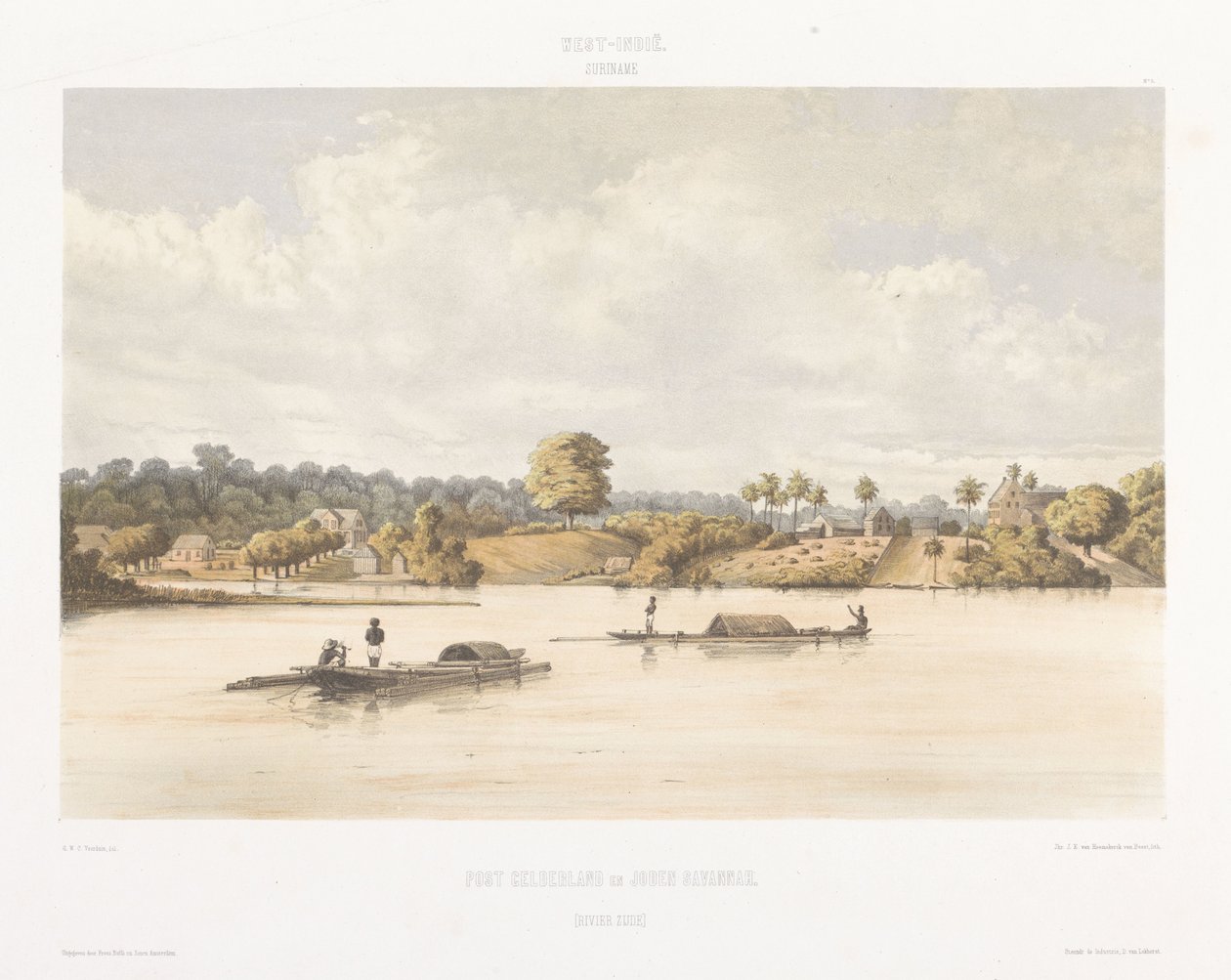 Widok Post Gelderland i Żydów Savannah Widoki z holenderskich Indii Zachodnich (tytuł serii) autorstwa jonkheer Jacob Eduard van Heemskerck