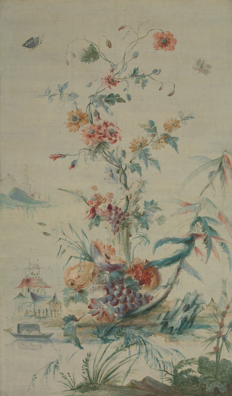 Kwiaty i chinoiserie, XVIII wiek. autorstwa late 18th century . French Painter