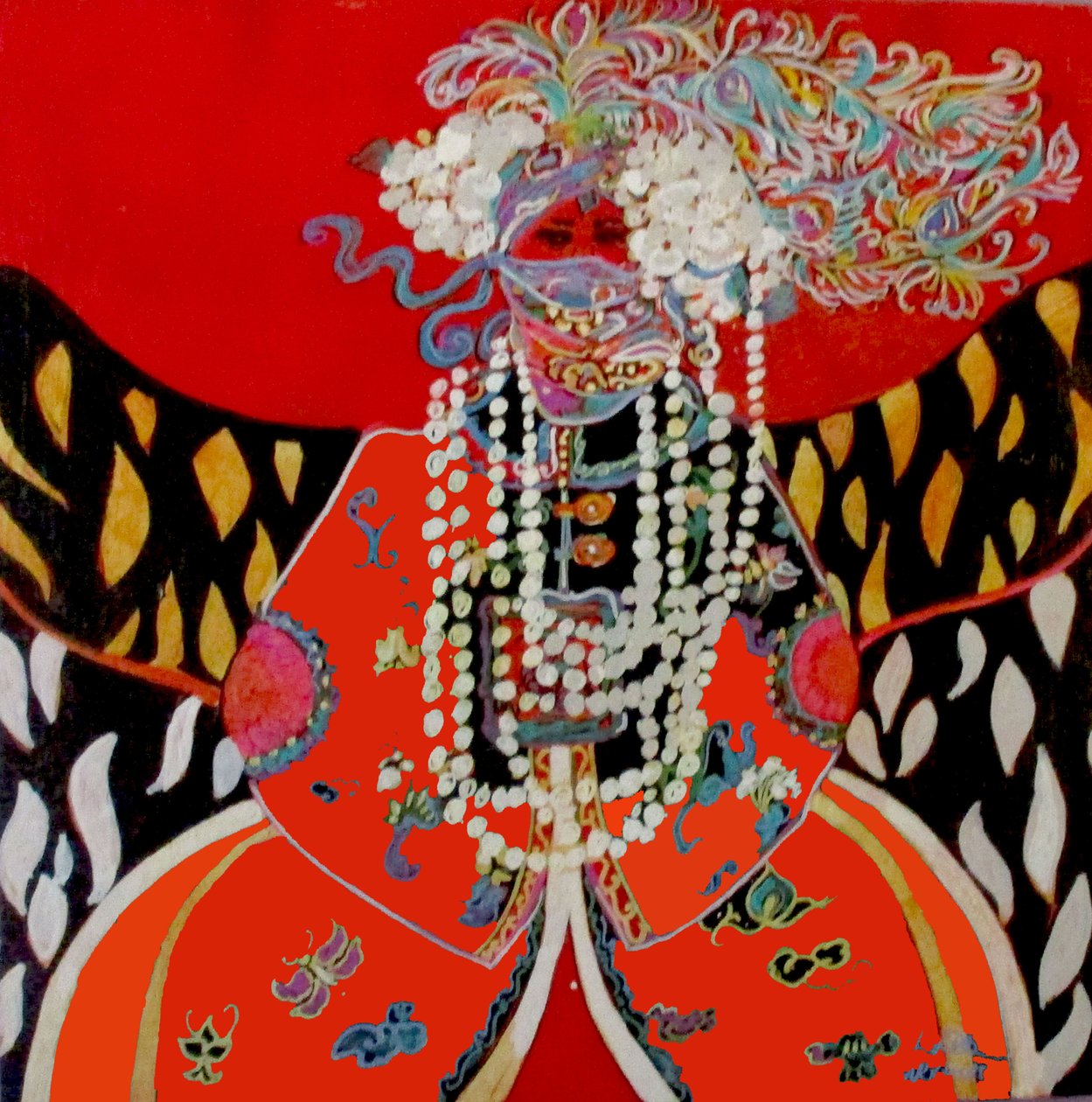 Etniczna kobieta numer 3, 2017 (mixed media) autorstwa linda arthurs