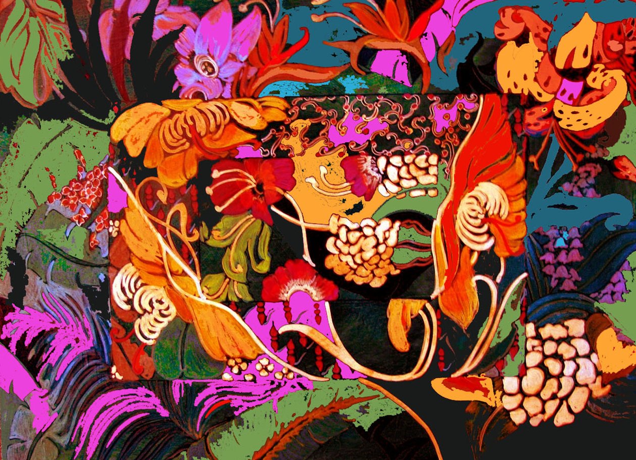 Kolaż kwiatowy, 2016 (mixed media) autorstwa linda arthurs