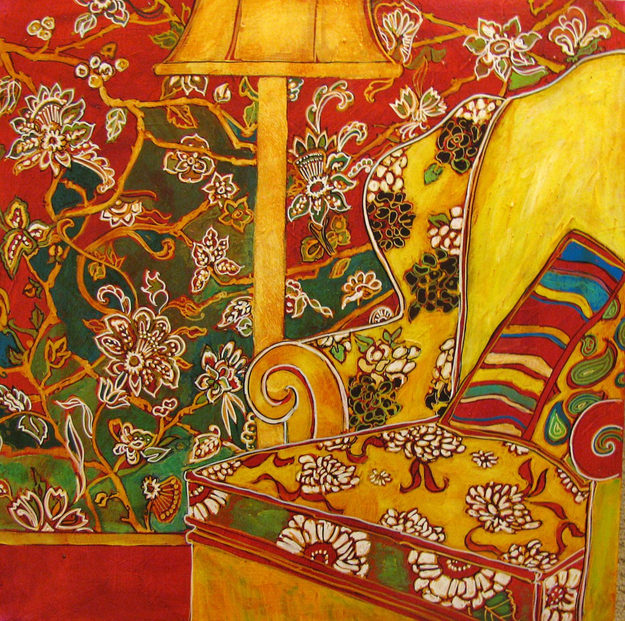 Krzesło w salonie, 2016 (mixed media) autorstwa linda arthurs