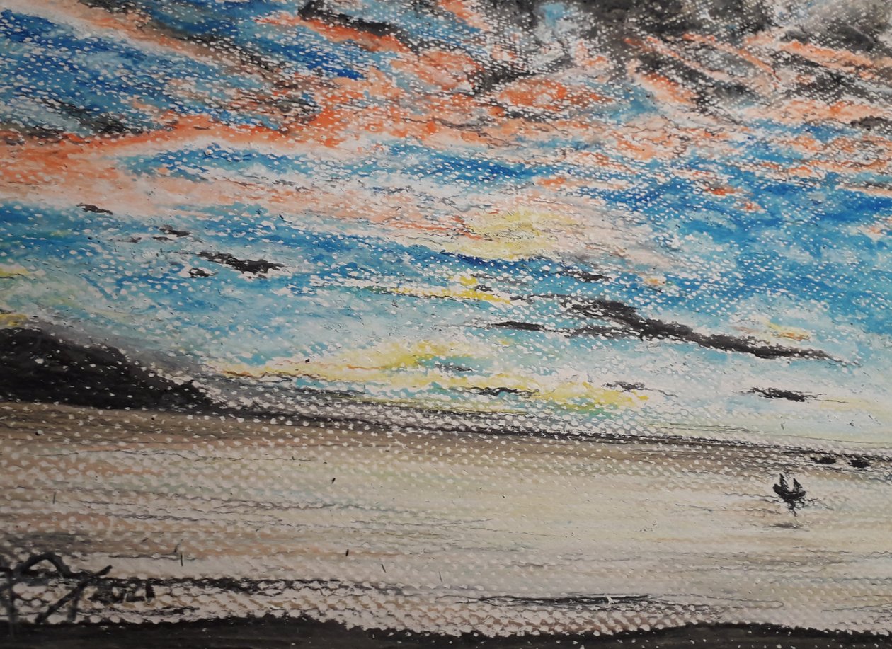 ZACHÓD SŁOŃCA W PLAYA MEDINA autorstwa miguelmendez_art.ve