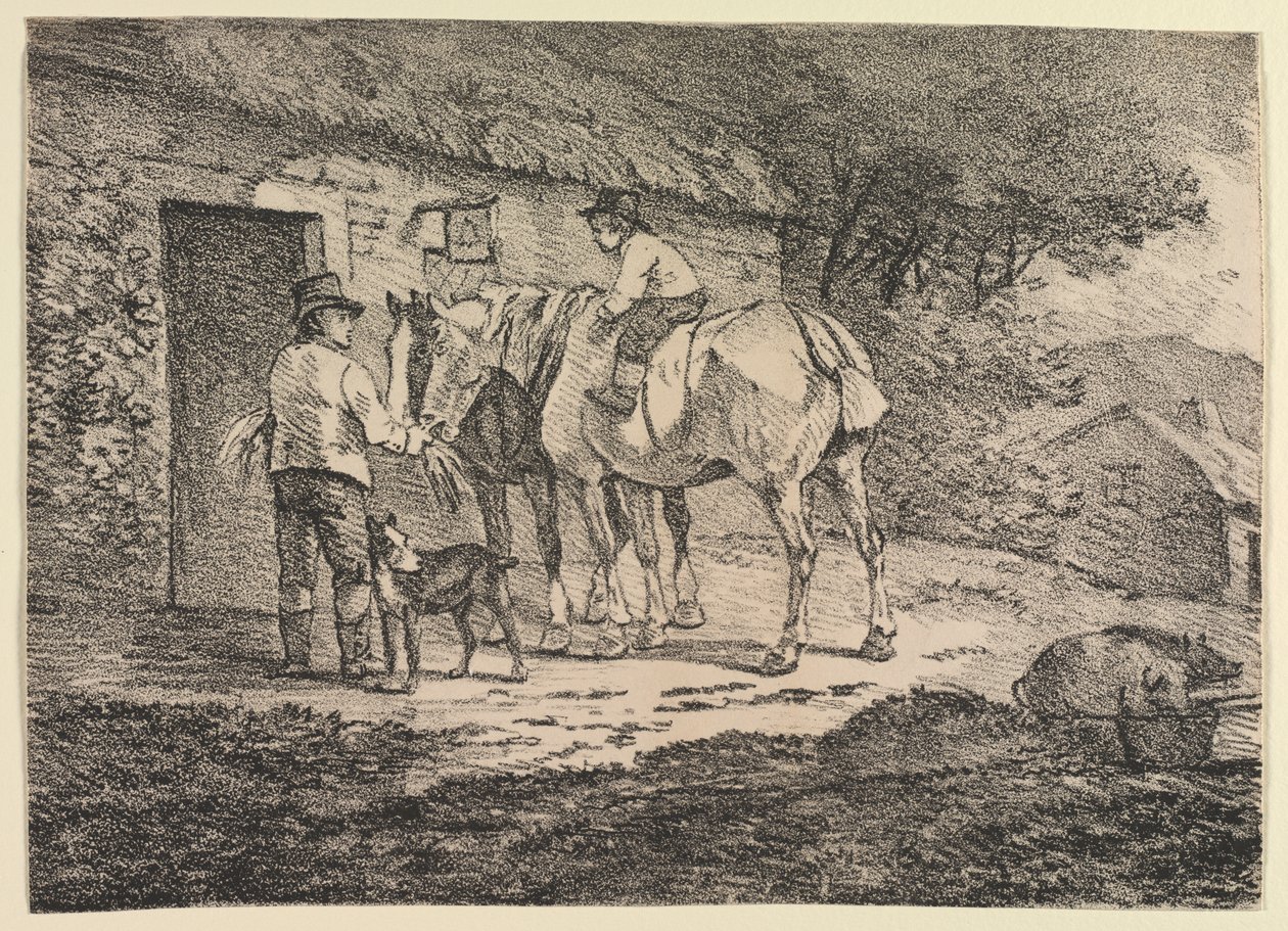 Okazy poliautografii: konie w drzwiach chaty autorstwa near the Policoro Painter (South Italian, Lucanian, active c. 400 BC)