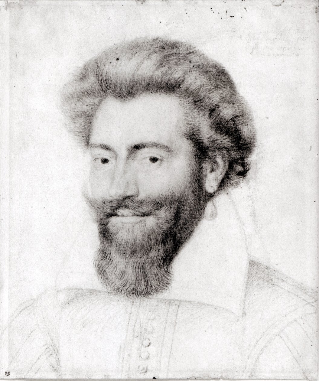 Portret brodatego mężczyzny (czerwona kreda, pierre noire und kreda na papierze) autorstwa Daniel Dumonstier or Dumoustier