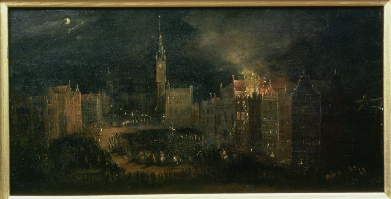 Pożar na Długim Targu, ok. 1650 r. autorstwa or Milwitz, Bartolomaus Miltvitz