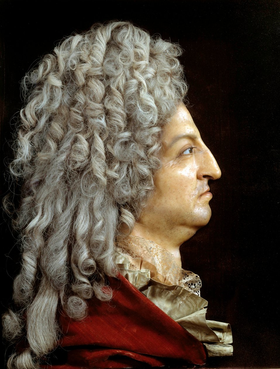 Portret króla Ludwika XIV (1638-1715). Wosk i tkanina Antoine Benoist dit du Cercle (1632-1717). Około 1705 r. Słońce 0,52x0,42 m Wersal, musee du chateau autorstwa or Benoit du Cercle Antoine Benoist