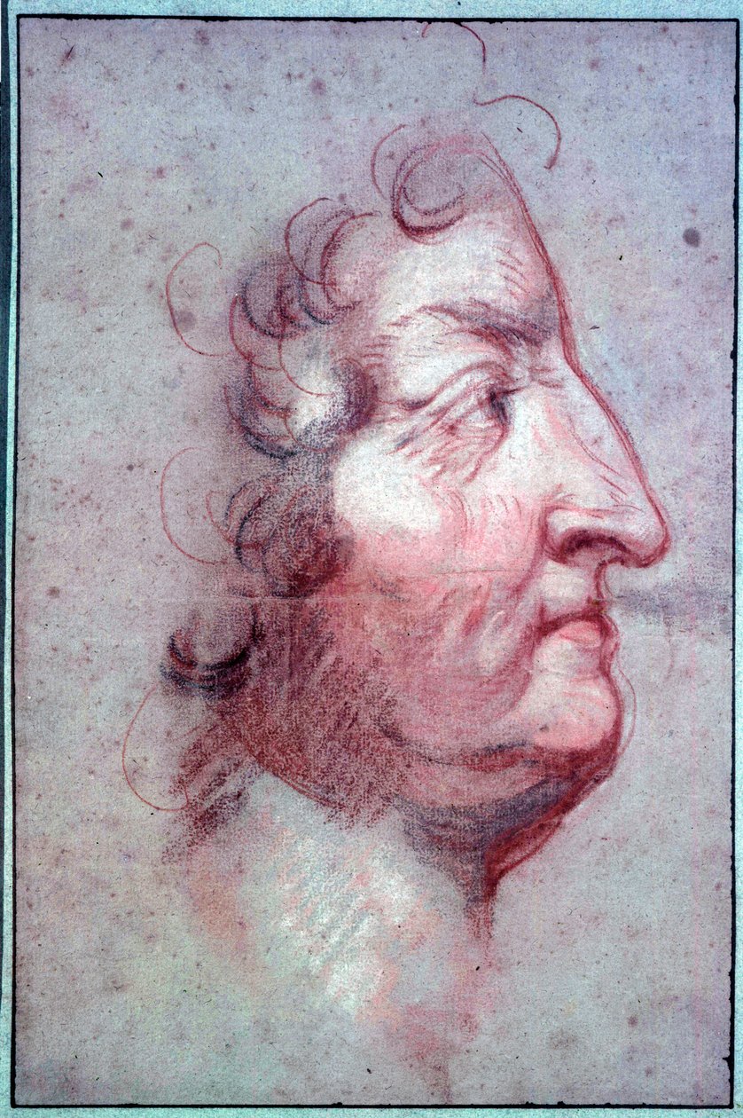 Portret profilowy króla Francji Ludwika XIV wieku (1638-1715) Rysunek a la sanguine przypisywany Antoine Benoit du Cercle (1632-1717) XVII-wieczny Paryż, Musee du Louvre autorstwa or Benoit du Cercle Antoine Benoist