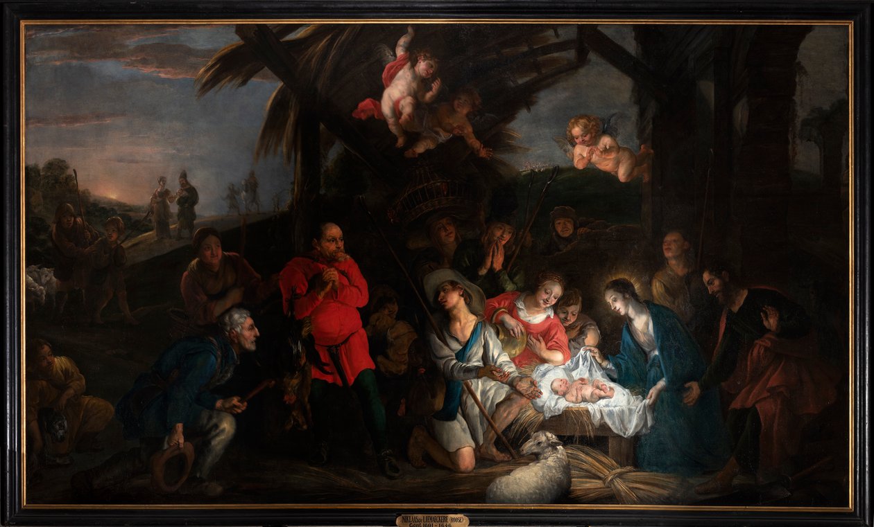 Adoracja pasterzy autorstwa or Liemaecker Nicolaas de Liemakere