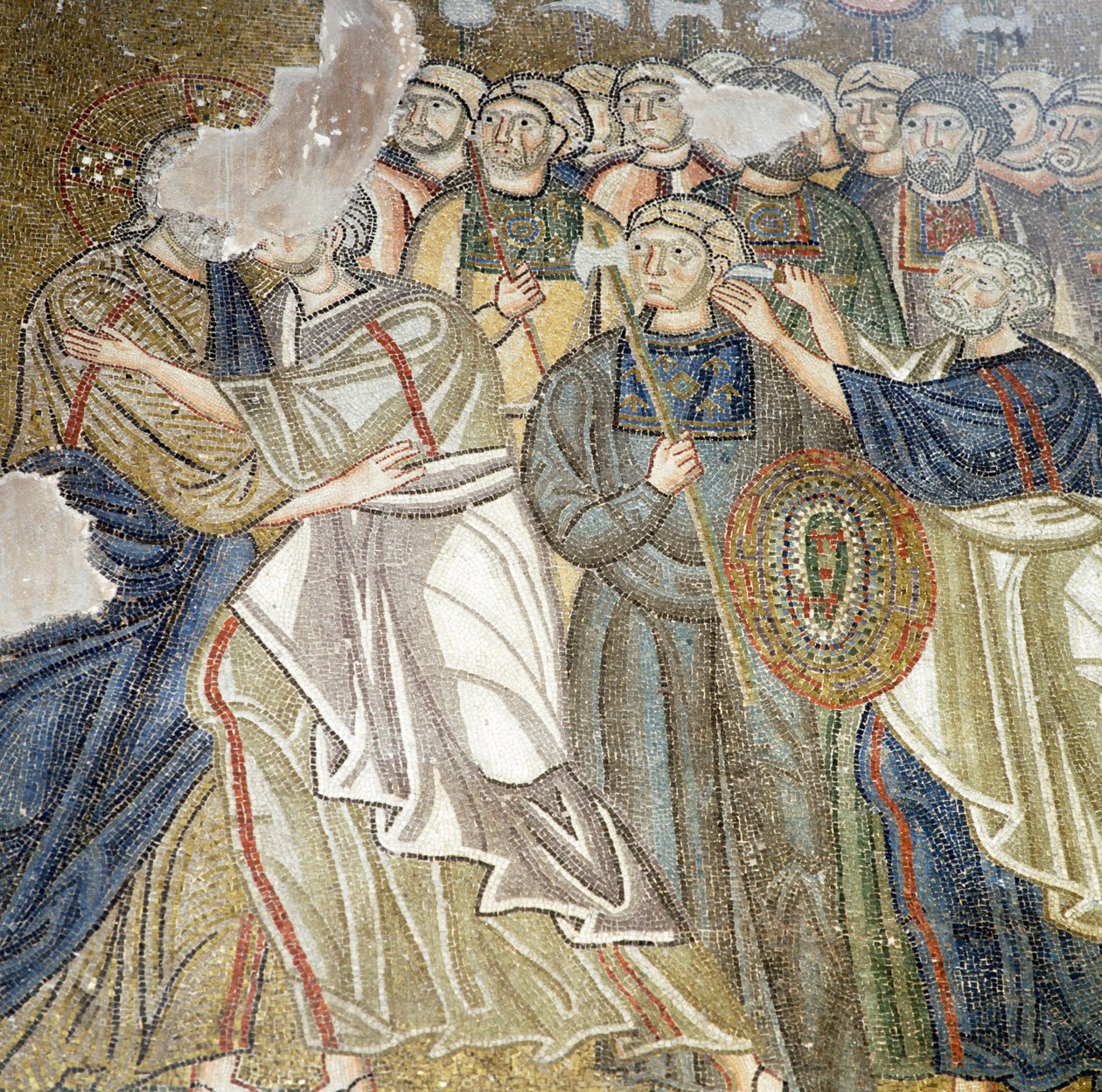 Pocałunek Judasza, mozaika w katolikonie (główny kościół) klasztoru Nea Moni (lista światowego dziedzictwa UNESCO autorstwa Theodore Charles Ange Coquelin