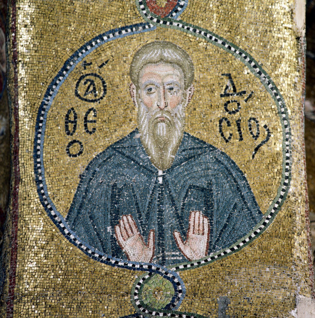 Święty, mozaika w katholikonie (głównym kościele) klasztoru Nea Moni (lista światowego dziedzictwa Unesco) autorstwa Theodore Charles Ange Coquelin