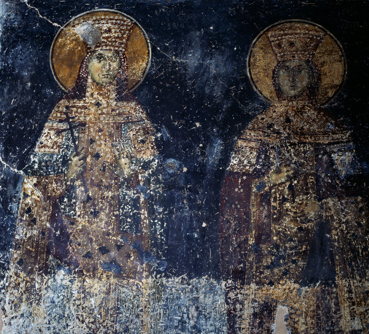 Święci, fresk w bizantyjskim kościele Sotiras Christos, Veria, Macedonia Środkowa, Grecja autorstwa Theodore Charles Ange Coquelin