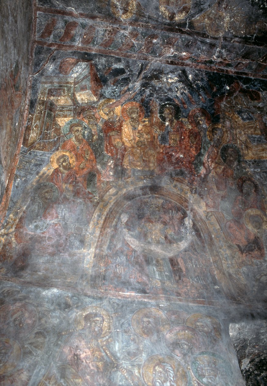 Święci, fresk na suficie kościoła Agia Paraskevi, Anisaraki, Kreta, Grecja (zdjęcie) autorstwa Theodore Charles Ange Coquelin