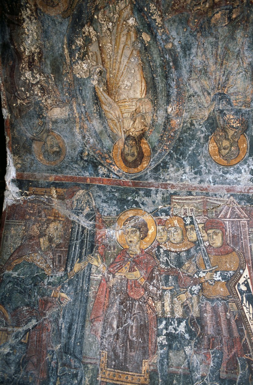 Sceny z życia Jezusa, malowane sklepienie przez Pagomenosa w kościele Agios Georgios, Anidri, Kreta, Grecja autorstwa Theodore Charles Ange Coquelin