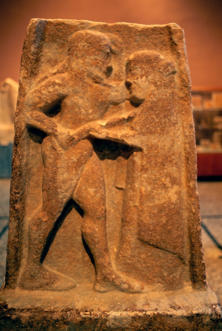 Stela z reliefem przedstawiającym Agamemnona i Klitajmestrę, cywilizacja grecka, VI w. p.n.e autorstwa Theodore Charles Ange Coquelin