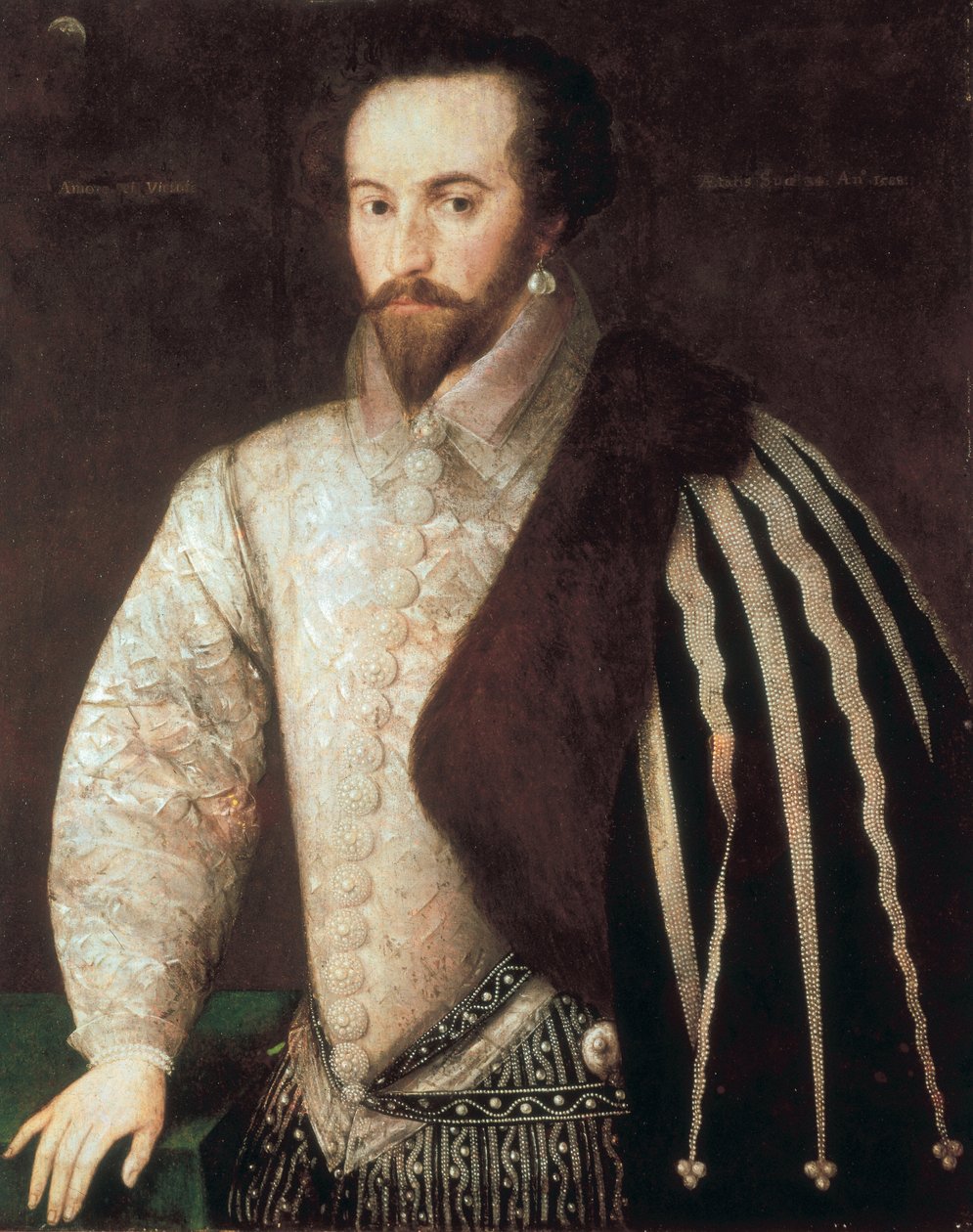 Portret Sir Waltera Raleigha (1554 - 1618). Obraz przypisywany Federico Zuccaro (lub Zuccari) (1549-1609). 1588. Londyn, Narodowa Galeria Portretów. autorstwa or Zuccaro Federico Zuccari