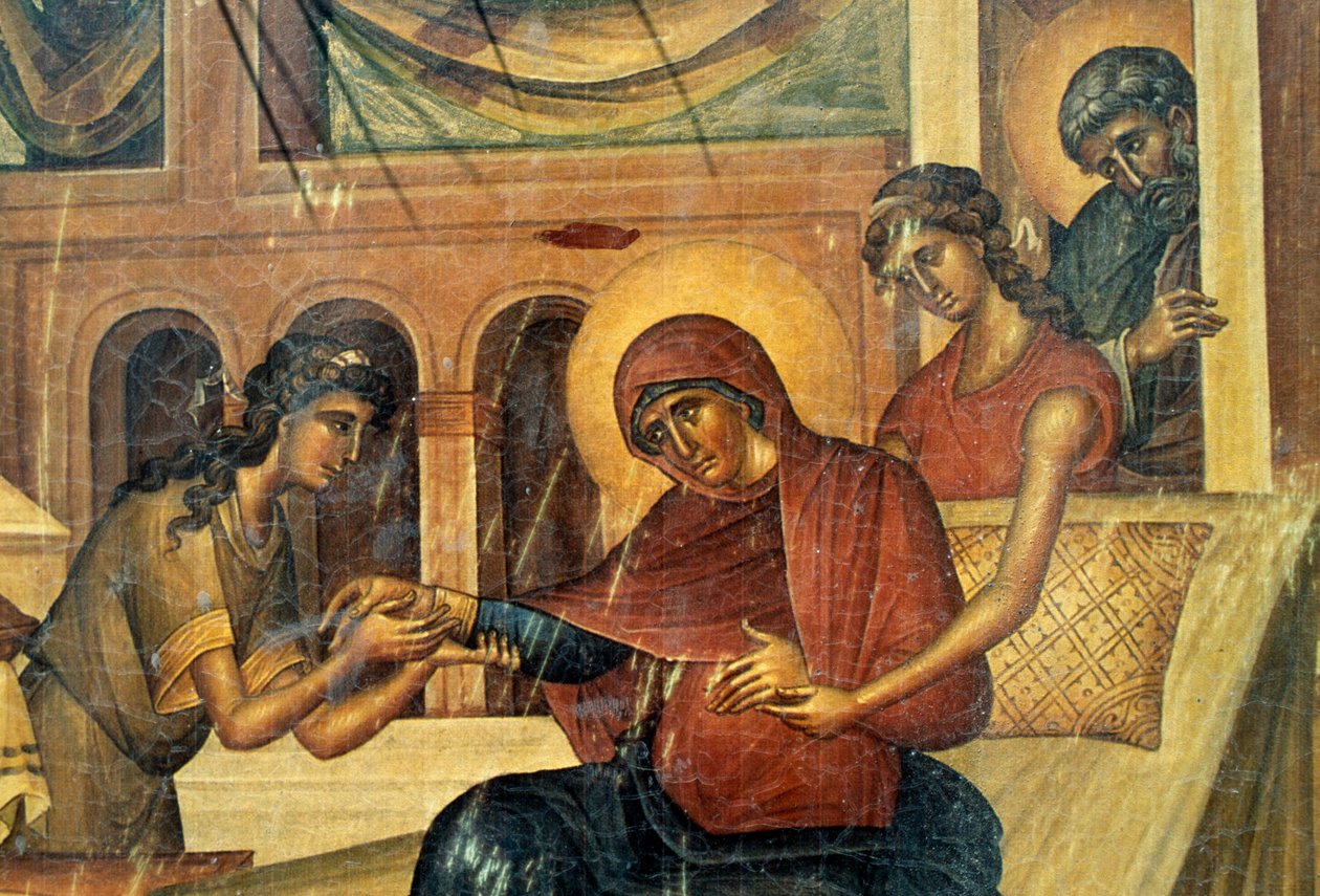 Ikona wotywna, detal, kościół Panagia, Skafidia, Prodromi, Kreta, Grecja (zdjęcie) autorstwa Unbekannt Unbekannt