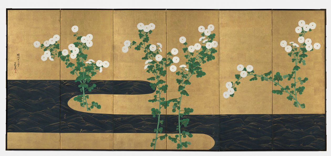 Chryzantemy nad strumieniem autorstwa possibly by Ogata Kōrin