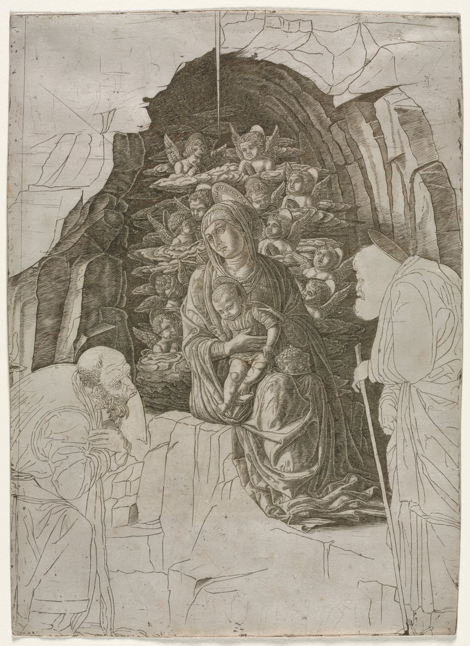 Dziewica z Dzieciątkiem w Grocie autorstwa probably by the so called Premier Engraver