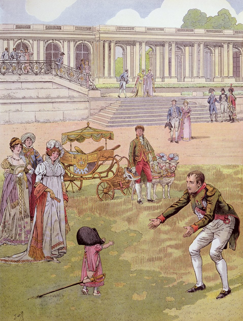 Napoleon (1769-1821) Zabawa z królem Rzymu (1811-32) ilustracja z „Bonaparte” G. Montorgueila, 1910 autorstwa Jacques Marie Gaston Onfray de Breville (Job)