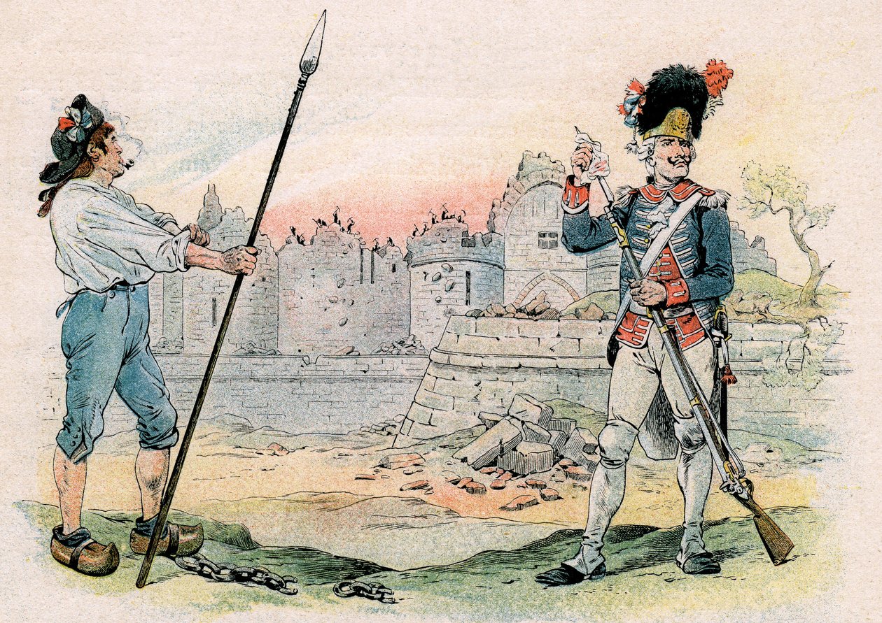 Zniszczenie (zburzenie, rozbiórka) Bastylii autorstwa pseudonym for Onfray de Breville Jacques Job