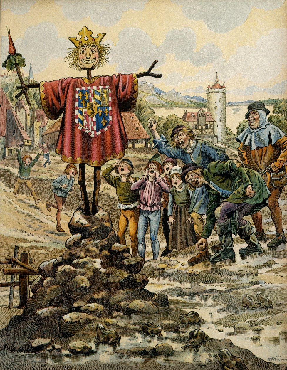 Historia Francji w średniowieczu (średniowiecze): mieszkańcy Dinant wykonali stracha na wróble z ramionami hrabiego Charolais (wówczas Charles Le Temeraire), który szturmował miasto 25 sierpnia 1466. Ilustracja Jacques Marie Gaston Onfray de Brevil autorstwa pseudonym for Onfray de Breville Jacques Job