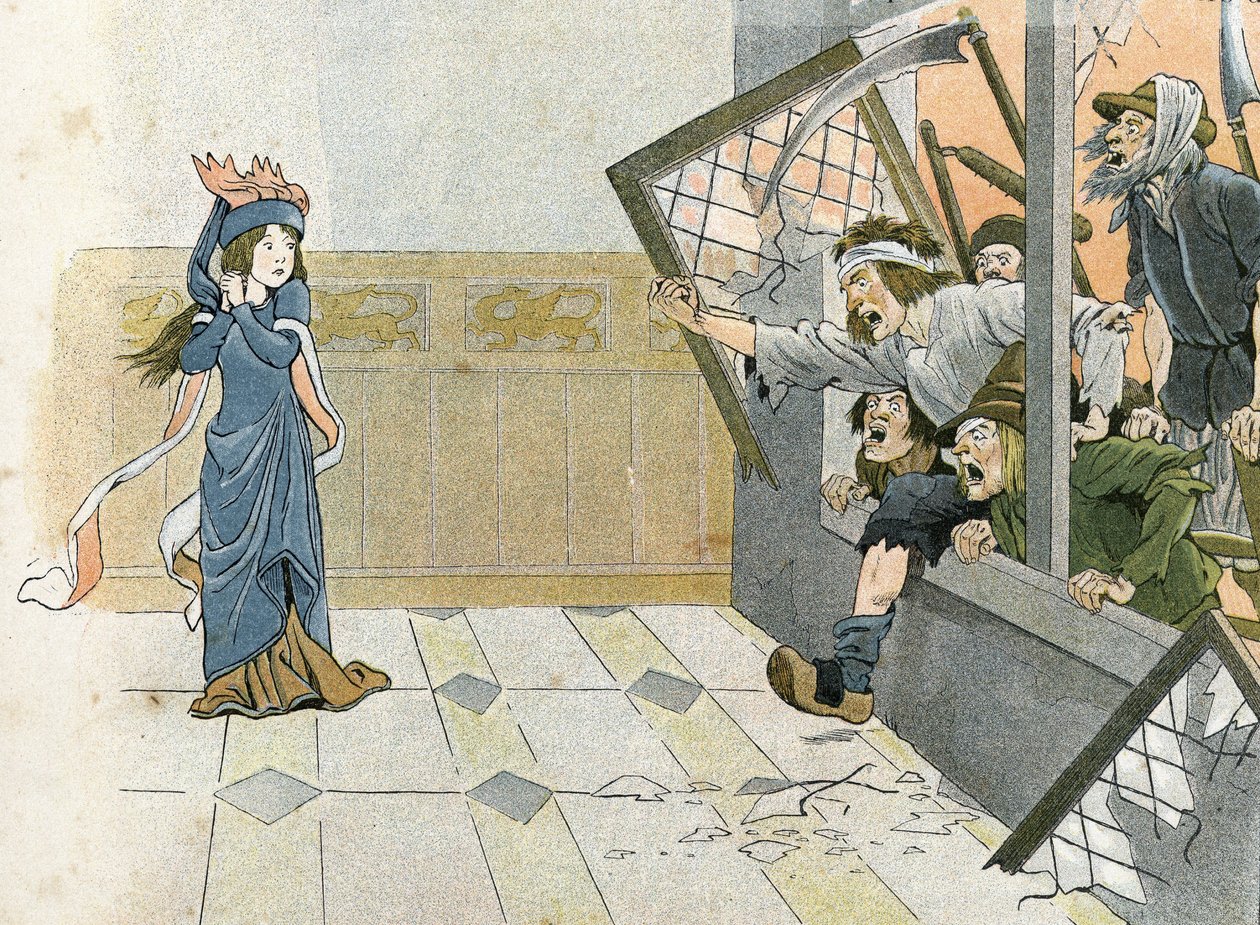 Wojna stuletnia - La Grande Jacquerie (1358) we Francji, jego historia opowiedziana przez G. Montorgueila, obraz Hioba 1896 (rycina) autorstwa pseudonym for Onfray de Breville Jacques Job