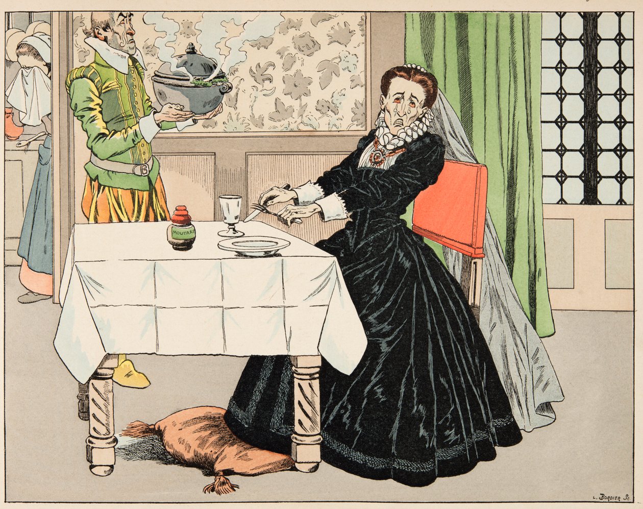Ilustracja z książki „Le bon roy Henri”, ilustracja Jacques Marie Gaston Onfray de Breville dit JOB (1858-1931): Matka zjadła swoje dziecko podczas oblężenia Paryża - Zbiory prywatne autorstwa pseudonym for Onfray de Breville Jacques Job