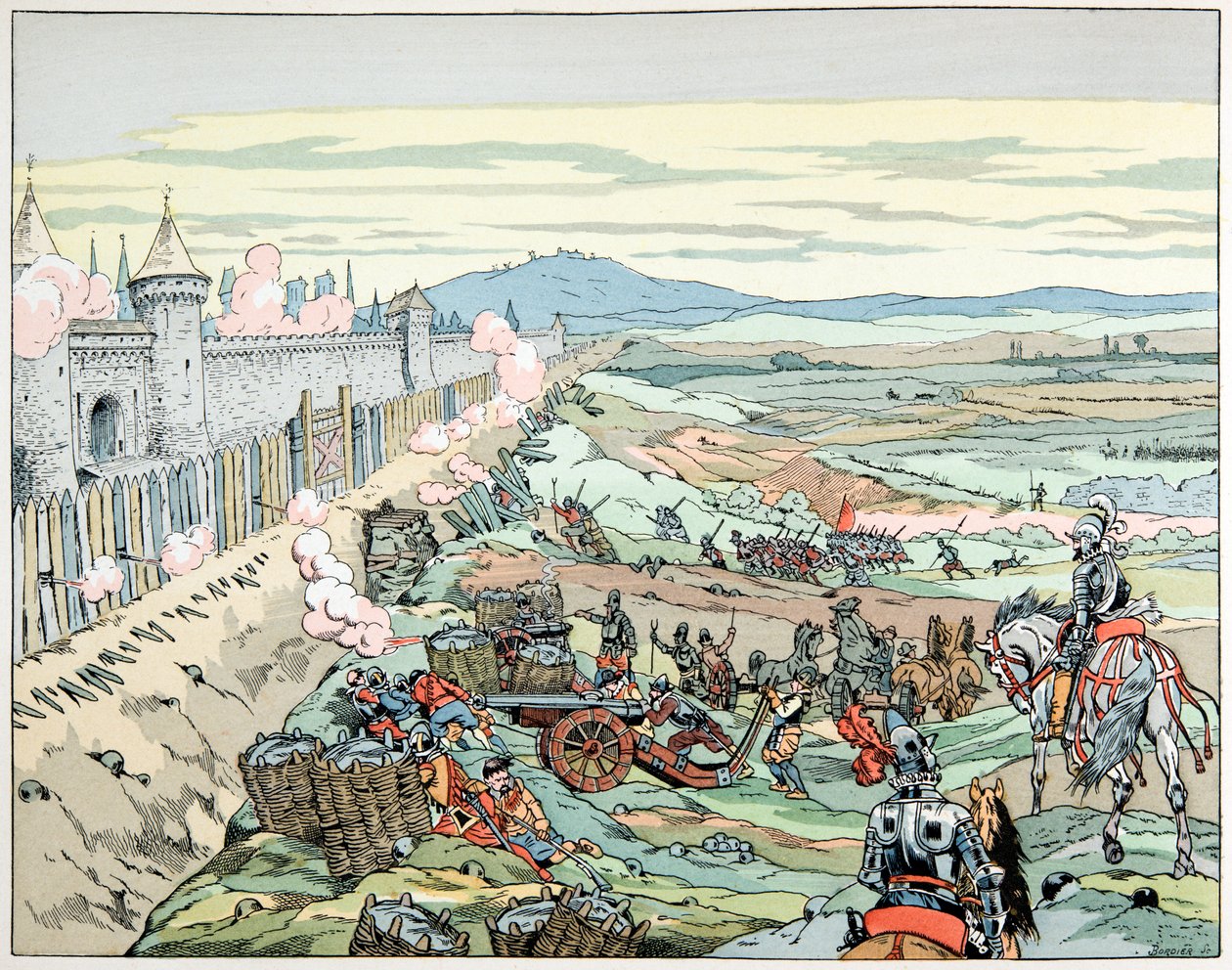 Ilustracja z książki „Le bon roy Henri””, ilustracja Jacques Marie Gaston Onfray de Breville dit JOB (1858-1931): Henri IV napada na faubourg Paryża w 1590 r. - Kolekcja prywatna autorstwa pseudonym for Onfray de Breville Jacques Job