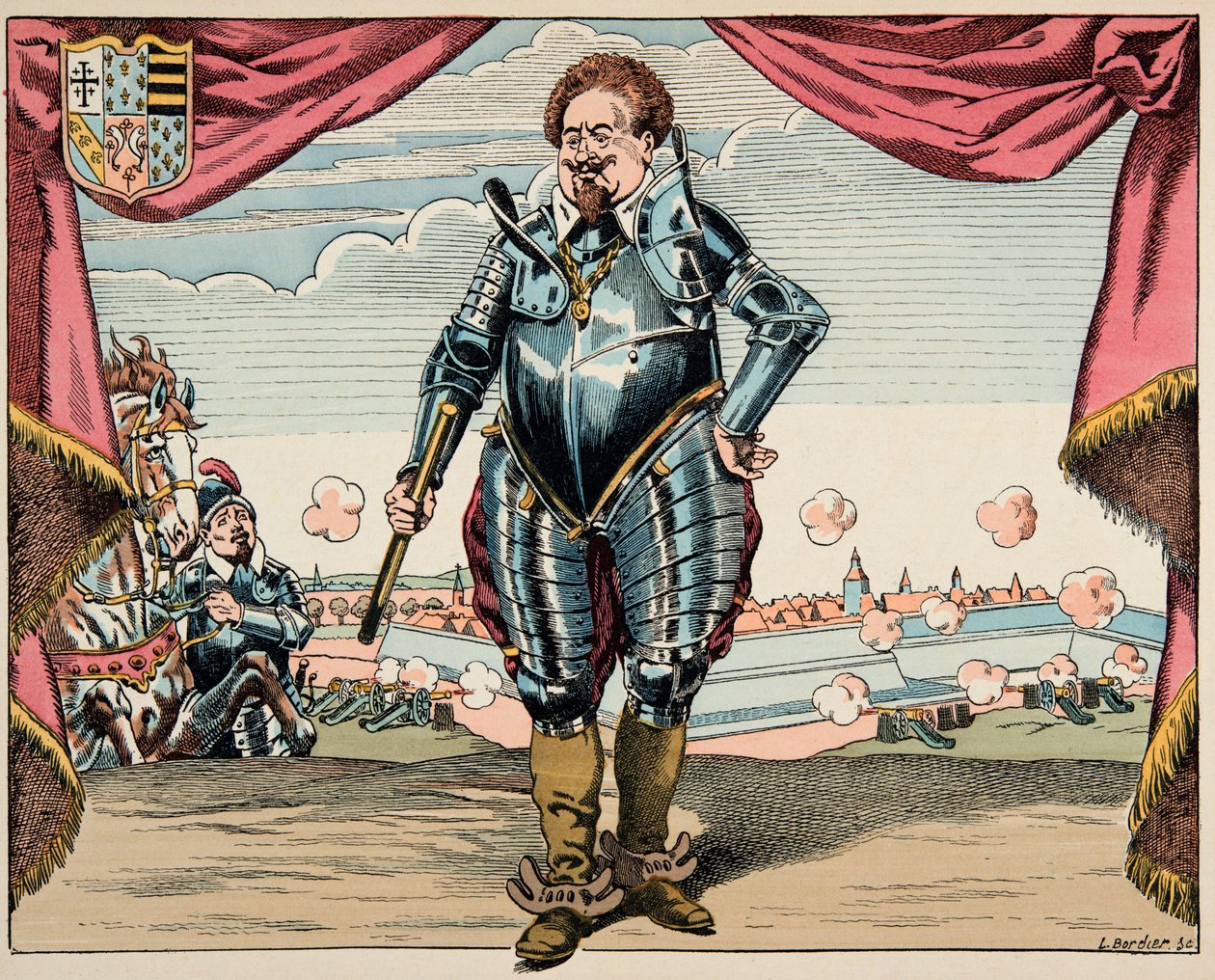 Ilustracja zaczerpnięta z książki „Le bon roy Henri”, zilustrowana przez Jacques Marie Gaston Onfray de Breville dit JOB (1858-1931): Portret Charlesa de Lorraine (1554-1611), księcia Mayenne, dowódcy wojskowego Ligi, wroga Henryka IV - Zbiory prywatne autorstwa pseudonym for Onfray de Breville Jacques Job