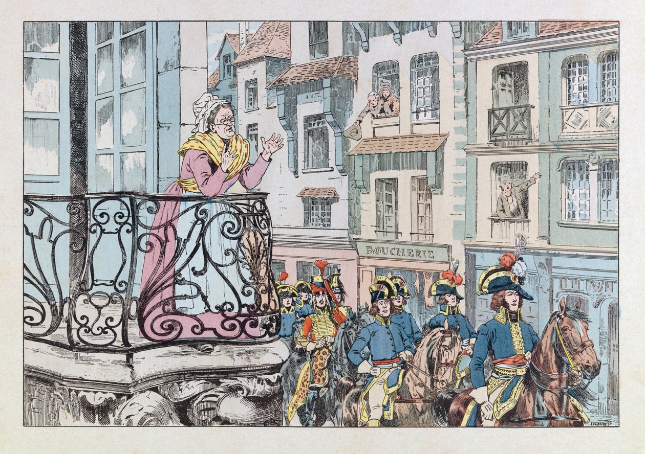 Jacques Marie Gaston Onfray de Breville z pracy (1858 - 1931); Ilustracja z książki „Les epees de France”: Generał Louis Lazare Hoche (1768-1797) kala na czele swoich wojsk; Zb, część autorstwa pseudonym for Onfray de Breville Jacques Job