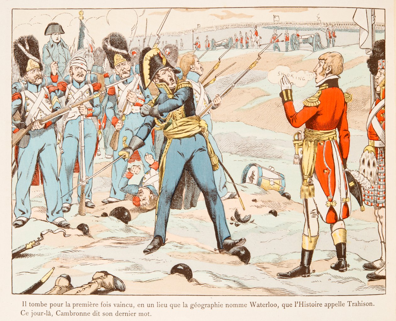 Jacques Marie Gaston Onfroy de Breville dit JOB (1858-1931) – Waterloo Cambronne przeciwko Anglikom prosząc go o wyjazd w 1815 r., Kolekcja prywatna autorstwa pseudonym for Onfray de Breville Jacques Job