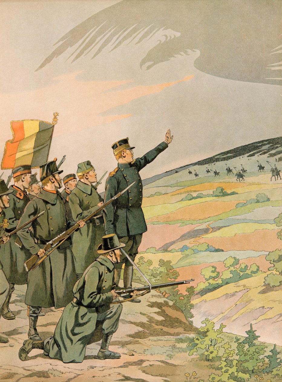 Jacques Marie Gaston Onfroy de Breville dit JOB (1858-1931) - Historia Belgii: Król Albert (1875 - 1934) i armia belgijska w obliczu inwazji niemieckiej podczas I wojny światowej, zbiory prywatne autorstwa pseudonym for Onfray de Breville Jacques Job