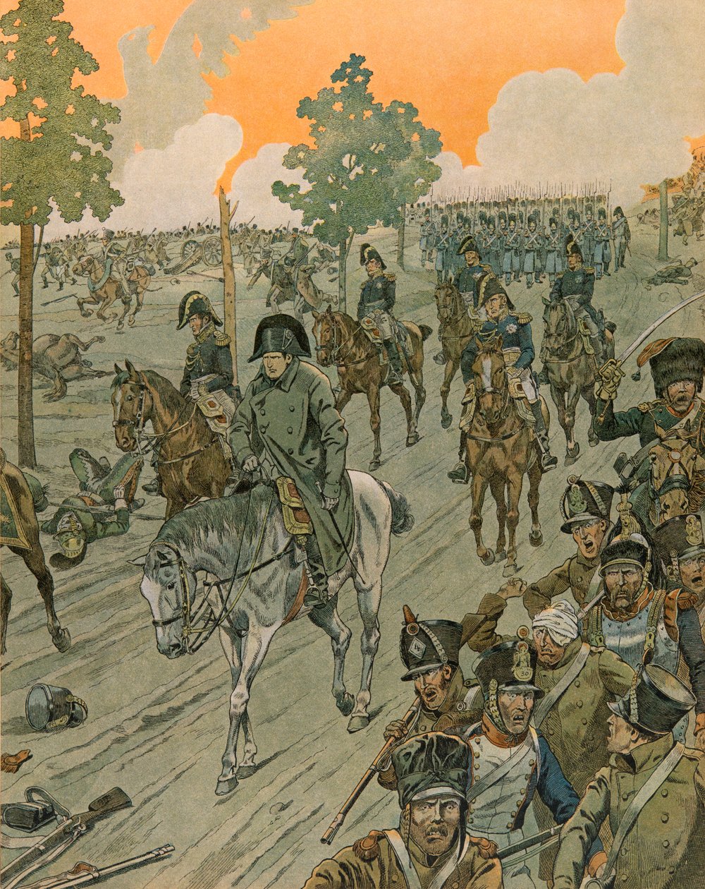 Jacques Marie Gaston Onfroy de Breville dit JOB (1858-1931) - Historia Belgii: Waterloo w wieczór bitwy (18 czerwca) autorstwa pseudonym for Onfray de Breville Jacques Job