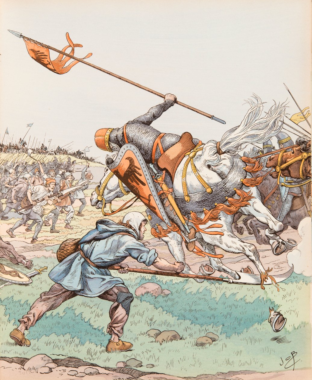 Jacques Marie Gaston Onfroy de Breville dit JOB (1858-1931) - Le reaper de Bouvines (chłop biorący udział w bitwie pod Bouvines w 1214 r.), zbiory prywatne autorstwa pseudonym for Onfray de Breville Jacques Job