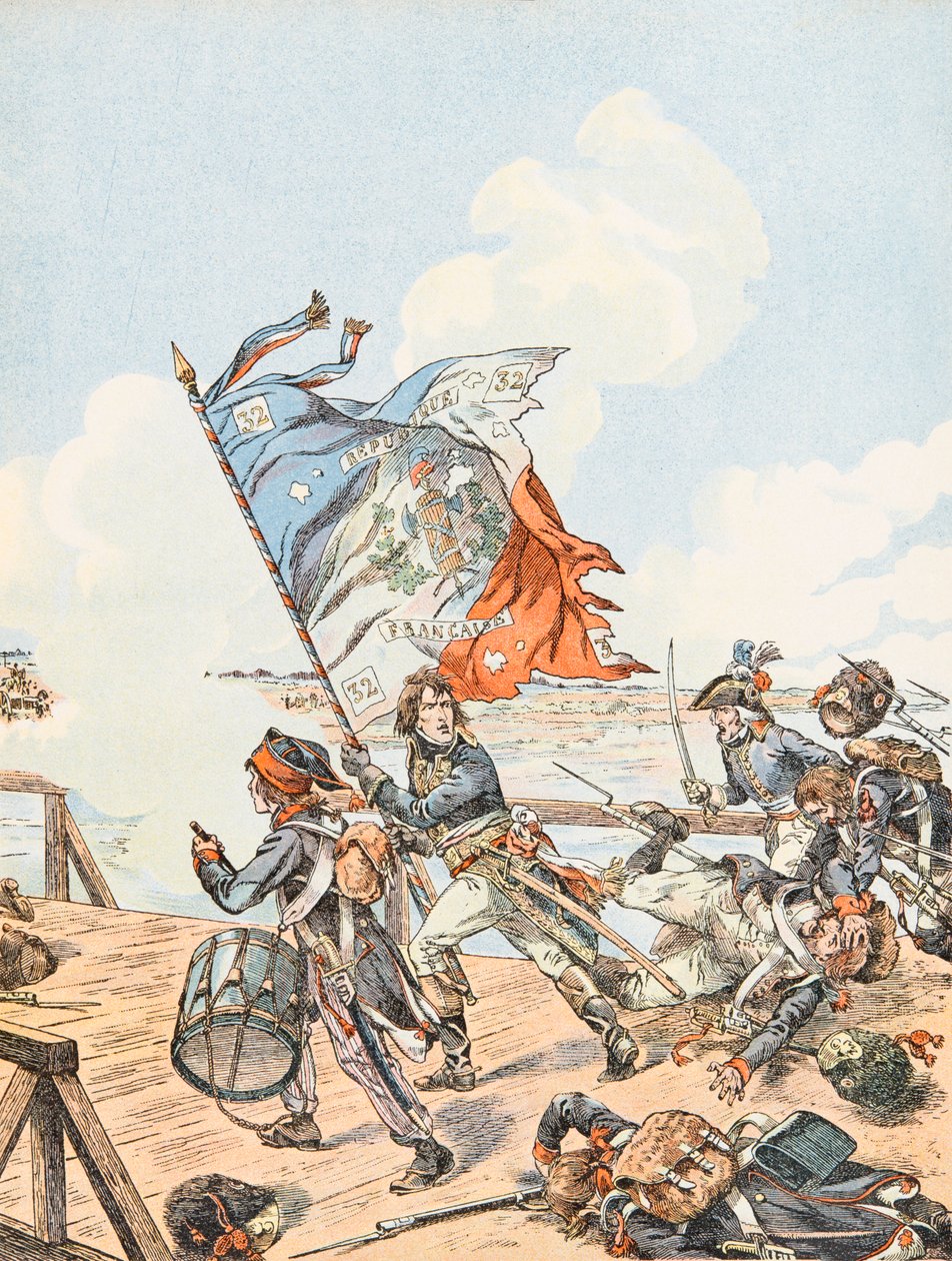 Jacques Marie Gaston Onfroy de Breville dit JOB (1858-1931) - Napoleon Bonaparte przy moście Arcole w 1796 r., kolekcja prywatna autorstwa pseudonym for Onfray de Breville Jacques Job