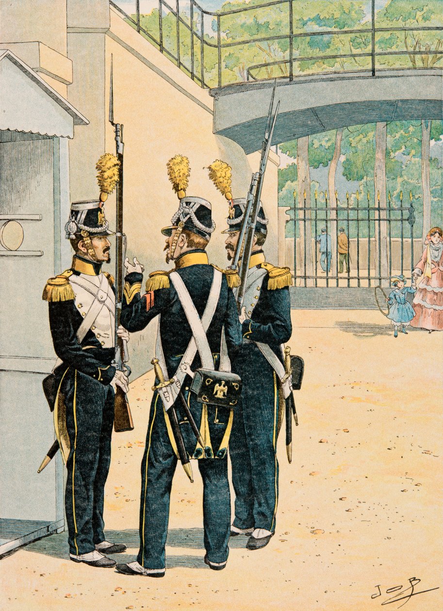 Jacques Marie Gaston Onfroy de Breville dit JOB (1858-1931) - Strój wojsk francuskich przez cały czas: Voltigeurs de la Garde Imperiale, kolekcja prywatna autorstwa pseudonym for Onfray de Breville Jacques Job