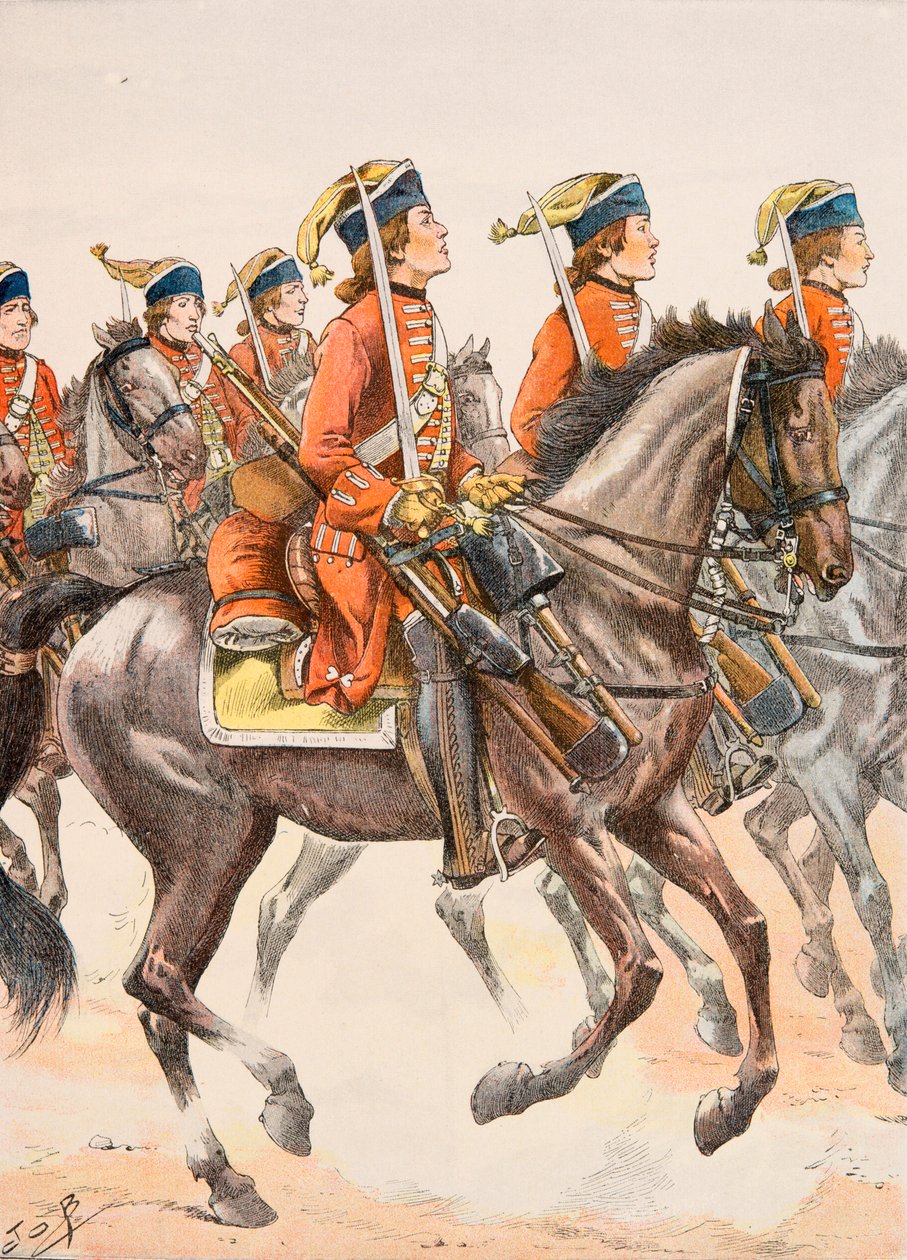 Jacques Marie Gaston Onfroy de Breville dit JOB (1858-1931) - Strój wojsk francuskich przez cały czas: Smoki Beauffremont 1759, kolekcja prywatna autorstwa pseudonym for Onfray de Breville Jacques Job