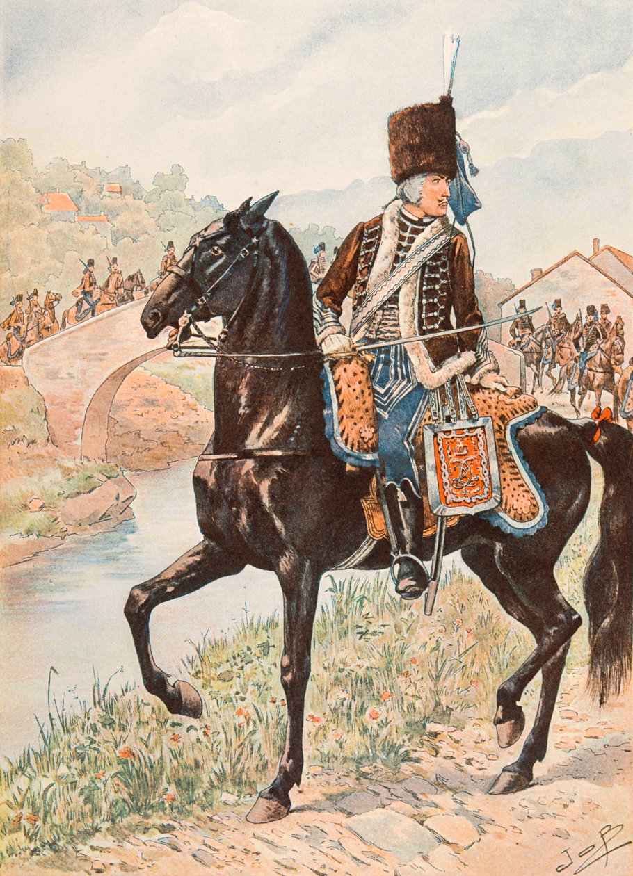Jacques Marie Gaston Onfroy de Breville dit JOB (1858-1931) - Strój wojsk francuskich wszechczasów: pułkownik huzarów z Chamborant (1784), kolekcja prywatna autorstwa pseudonym for Onfray de Breville Jacques Job