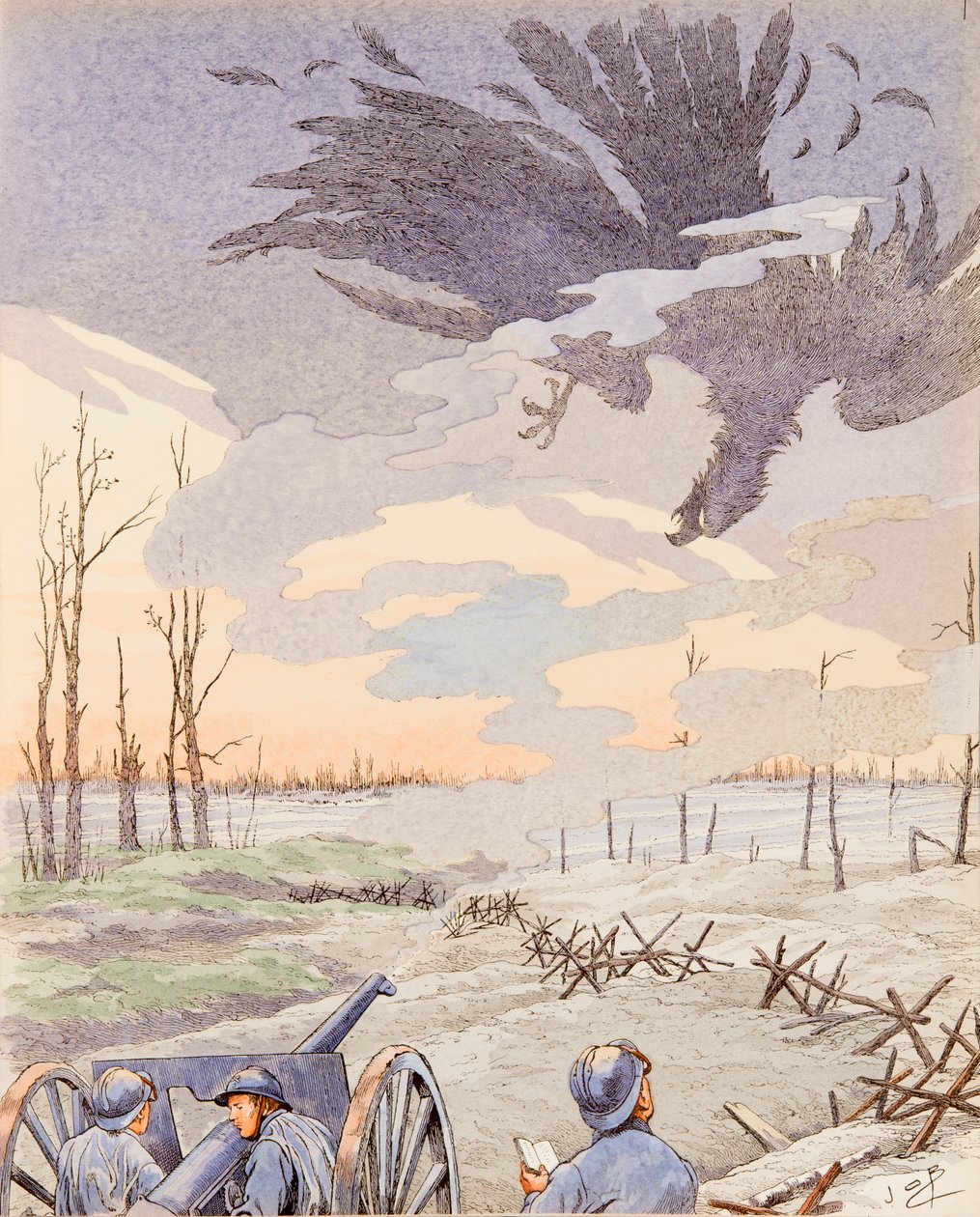 Jacques Marie Gaston Onfroy de Breville dit JOB (1858-1931) - Armata 75 (alegoria armaty 75 strzelającej do niemieckiego orła podczas I wojny światowej), kolekcja prywatna autorstwa pseudonym for Onfray de Breville Jacques Job