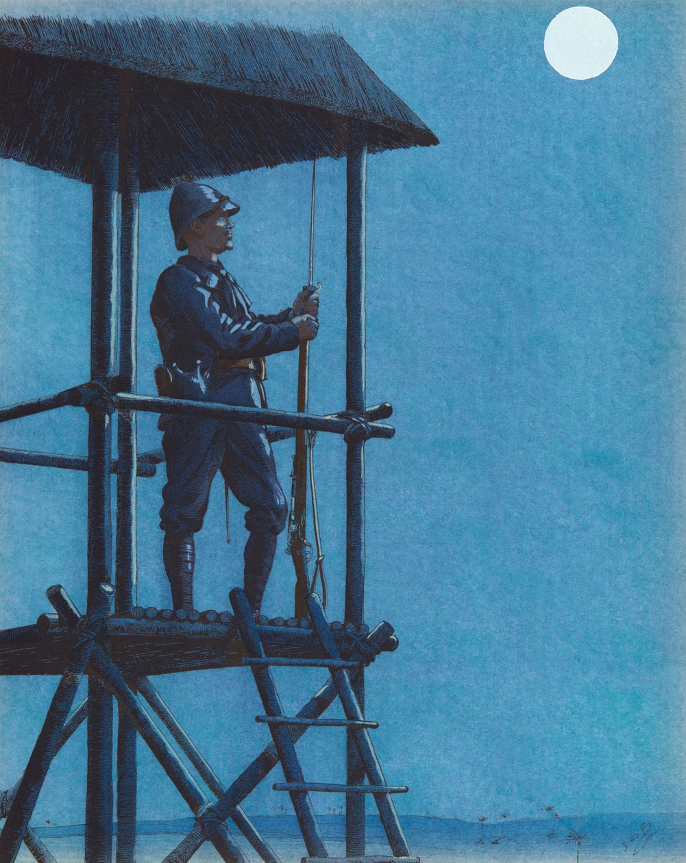 Jacques Marie Gaston Onfroy de Breville dit JOB (1858-1931) - Porsouin (żołnierz piechoty marynarki wojennej na straży), kolekcja prywatna autorstwa pseudonym for Onfray de Breville Jacques Job