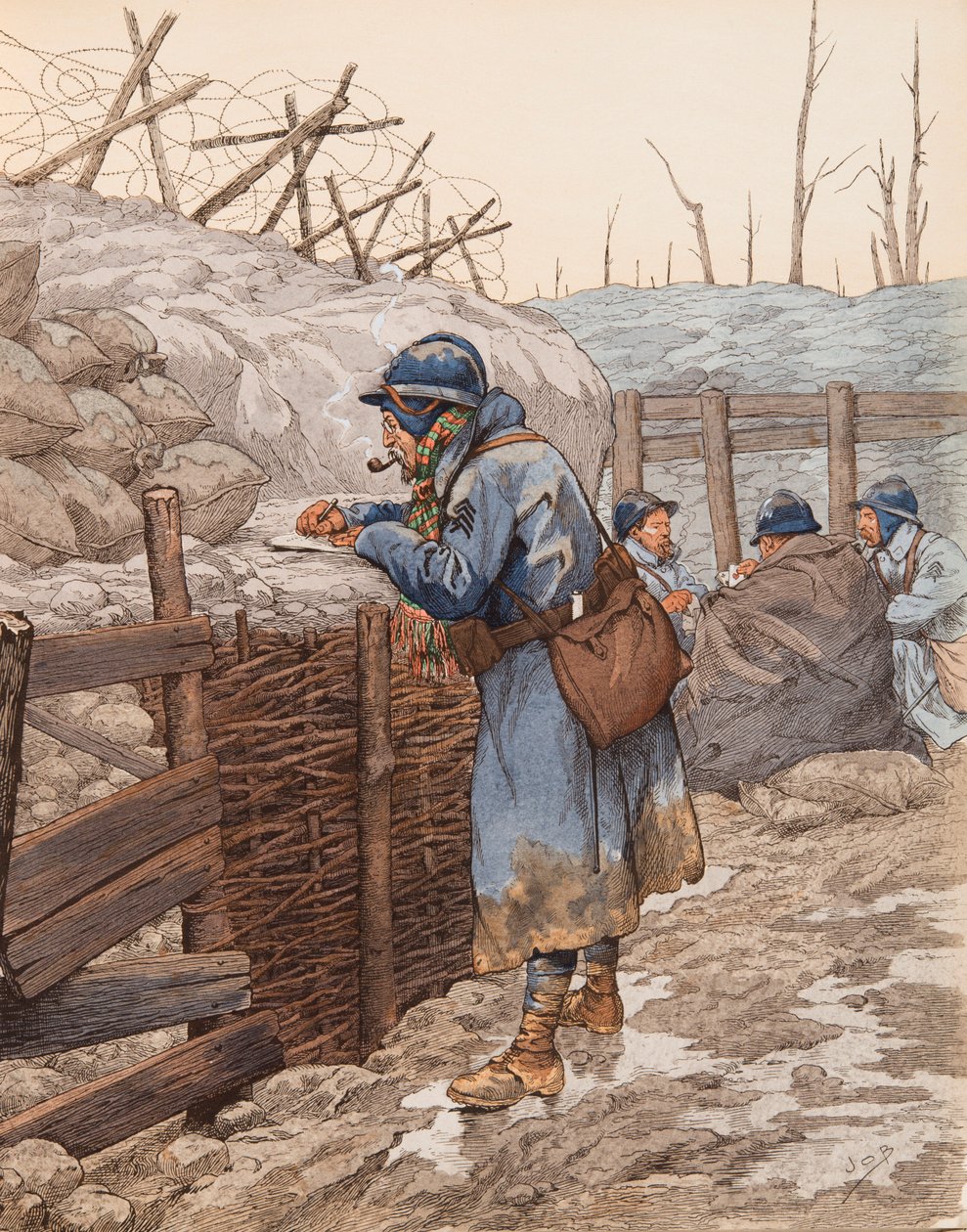 Jacques Marie Gaston Onfroy de Breville dit JOB (1858-1931) - List pepere (włochaty w okopie pisany do rodziny w czasie I wojny światowej), zbiory prywatne autorstwa pseudonym for Onfray de Breville Jacques Job