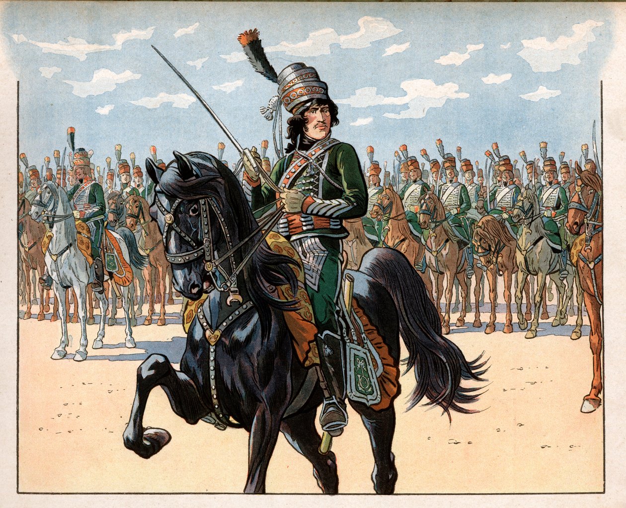 Joachim Murat (1767-1815) ówczesny pułkownik podczas kampanii włoskiej. Grawerowanie: Jacques Marie Gaston Onfray de Breville dit Job (1858-1931) autorstwa pseudonym for Onfray de Breville Jacques Job