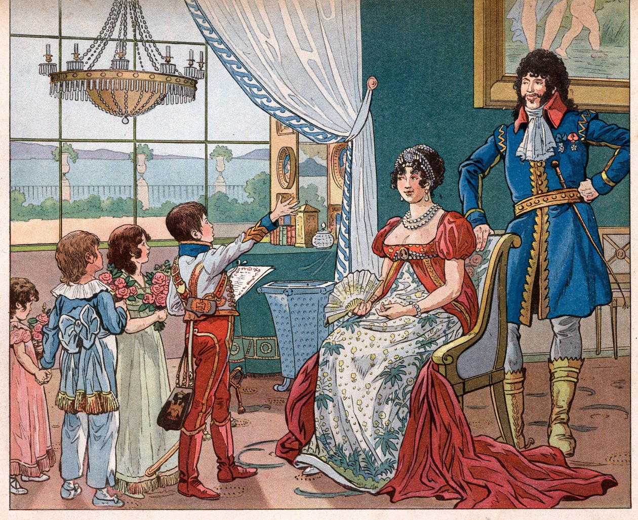 Joachim Murat (1767-1815) z żoną Caroline Bonaparte (1782-1839) i ich dziećmi (Achilles autorstwa pseudonym for Onfray de Breville Jacques Job