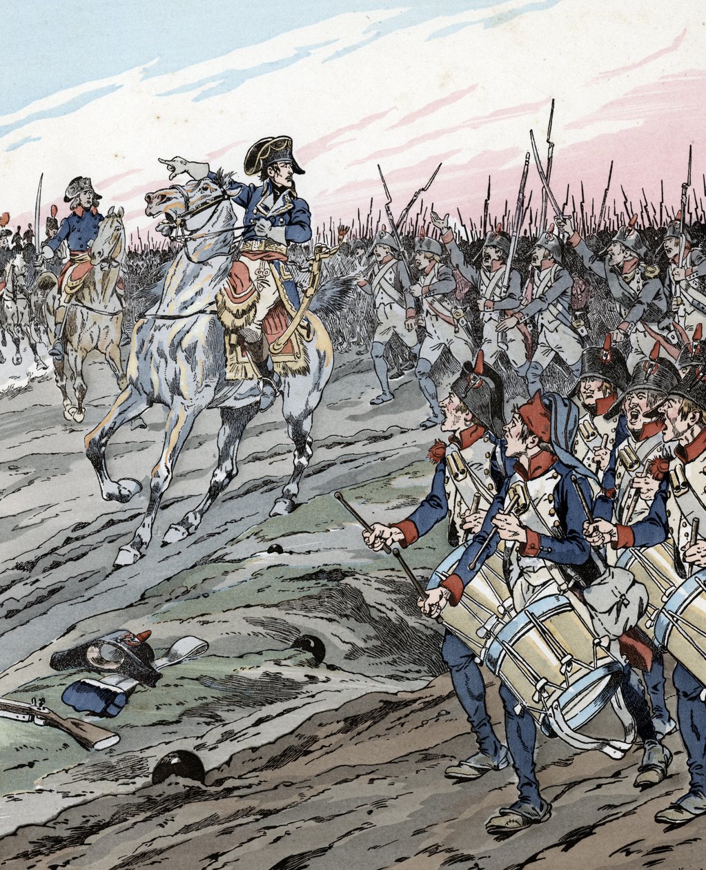 Napoleon Bonaparte podczas bitwy pod Marengo (1800) autorstwa pseudonym for Onfray de Breville Jacques Job