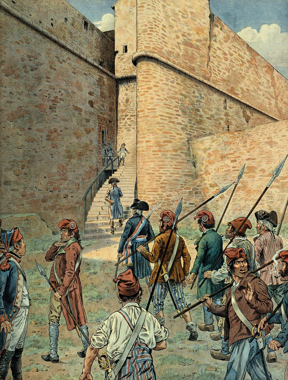 Napoleon I Bonaparte (1769-1821) przeprowadził zwiad na placu fortowym w Antibes 10 sierpnia autorstwa pseudonym for Onfray de Breville Jacques Job