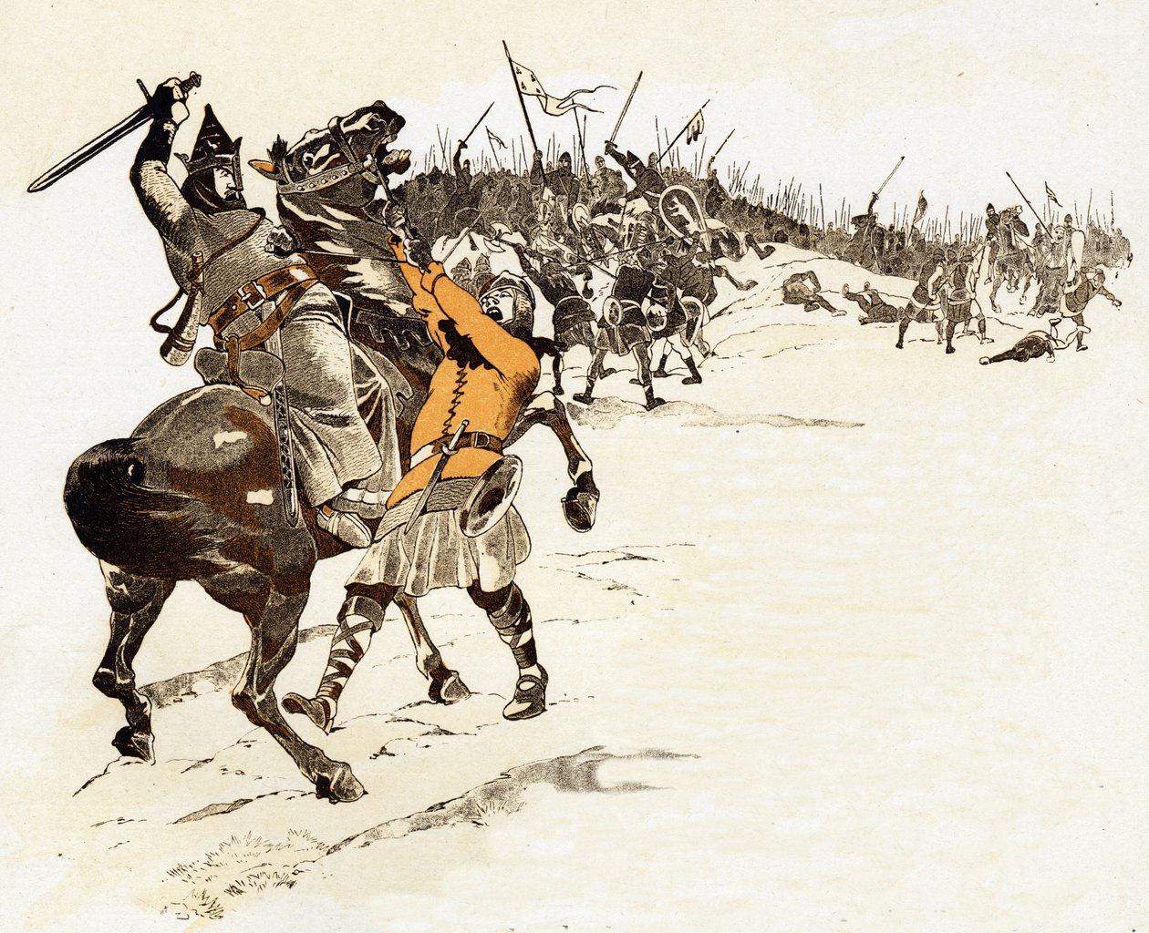 Nigdy nie przyjmuje się odpowiedzi króla szachów Ludwika VI Grosa (1081-1137), króla Franków, zabijając angielskiego żołnierza, który chwycił uzdę jego konia, mówiąc: „Król jest złapany! „” w bitwie pod Brenneville w Normandii 20 kwietnia autorstwa pseudonym for Onfray de Breville Jacques Job