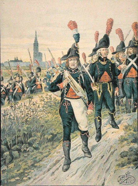 Pontoneers ze Strasburga w 1793 r. (kolorowy grawerunek) autorstwa pseudonym for Onfray de Breville Jacques Job