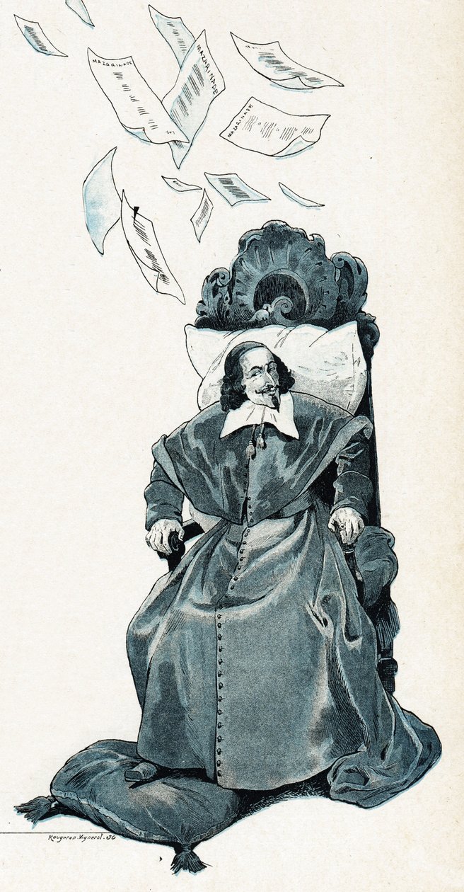 Portret kardynała Julesa Mazarina (Giulio Raimondo Mazzarino lub Mazarino autorstwa pseudonym for Onfray de Breville Jacques Job