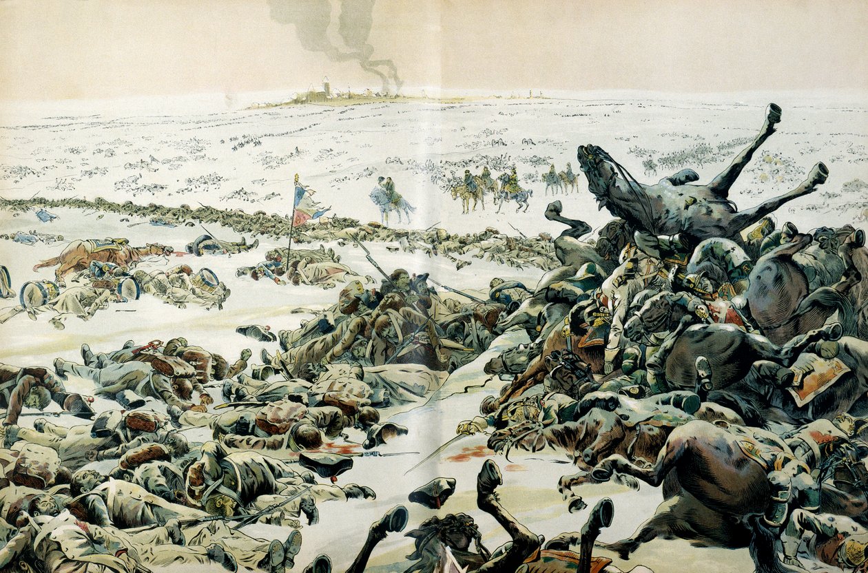 Kampania Prusy i Polska (1806-1807): dzień po zwycięstwie Eylau Napoleon I Bonaparte (1769-1821) odwiedził pole bitwy i liczne straty na ziemi 9 lutego autorstwa pseudonym for Onfray de Breville Jacques Job