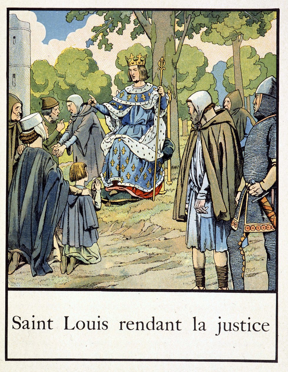 Saint Louis oddaje sprawiedliwość - w „Mała historia Francji” Jacques Bainville, wyd. Grzywa autorstwa pseudonym for Onfray de Breville Jacques Job